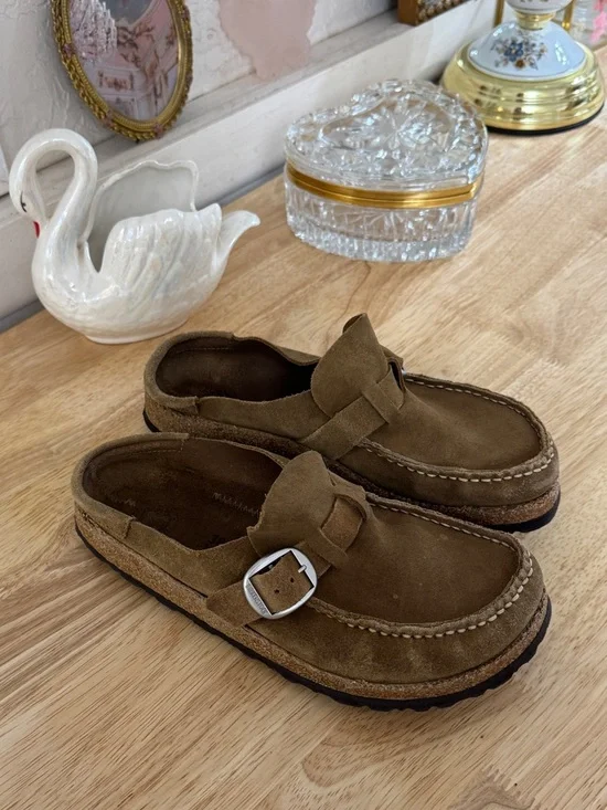 Birkenstock Buckley Women's size 7/EU 38 Suede Leather Slip On Shoes Mules Comfy - Picture 2 of 13